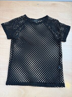 Alala Black Open Weave Short Sleeve Tee